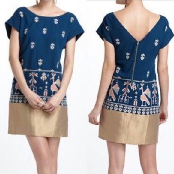 New Anthropologie Floreat Avian Myth Sheath Dress Xs 2 - Picture 2 of 3